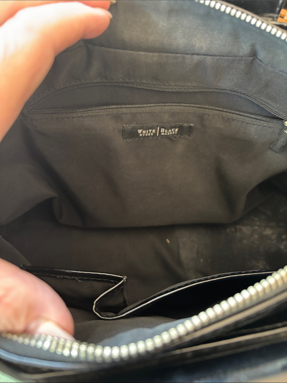 White House Black Market Black and Natural Woven Handle Satchel - Picture 8 of 8